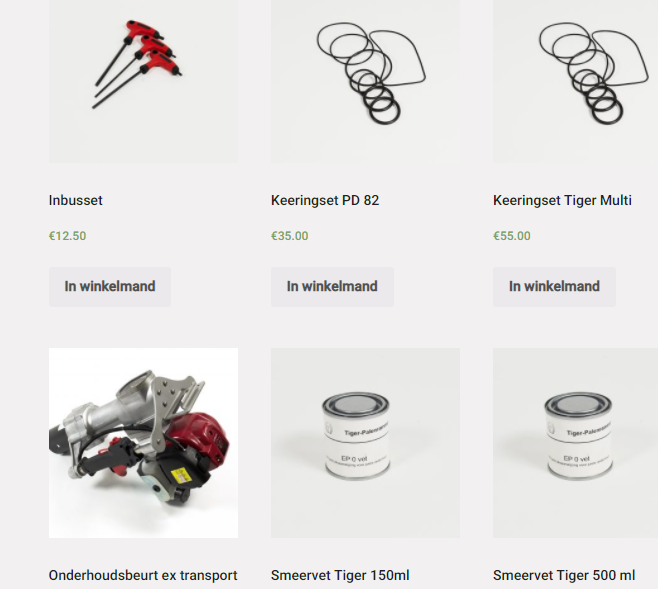 Accessoires voor Tiger palenrammers