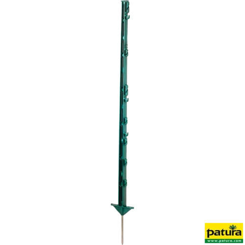 Kunststof paal, groen, 1,05m, 7 draad- + 2 cordhouders, dubbele trede 10st