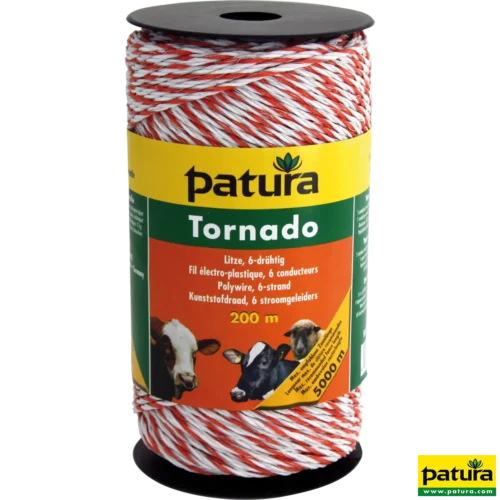 Tornado kunststofdraad wit/oranje 200m