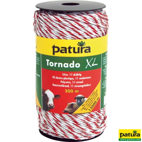 Tornado XL kunststofdraad wit/rood 200m