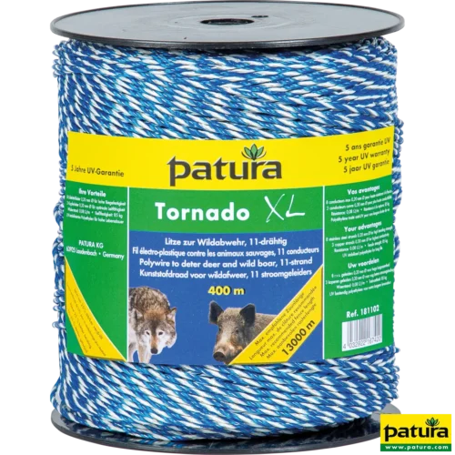 Tornado XL kunststofdraad blauw/wit 400m