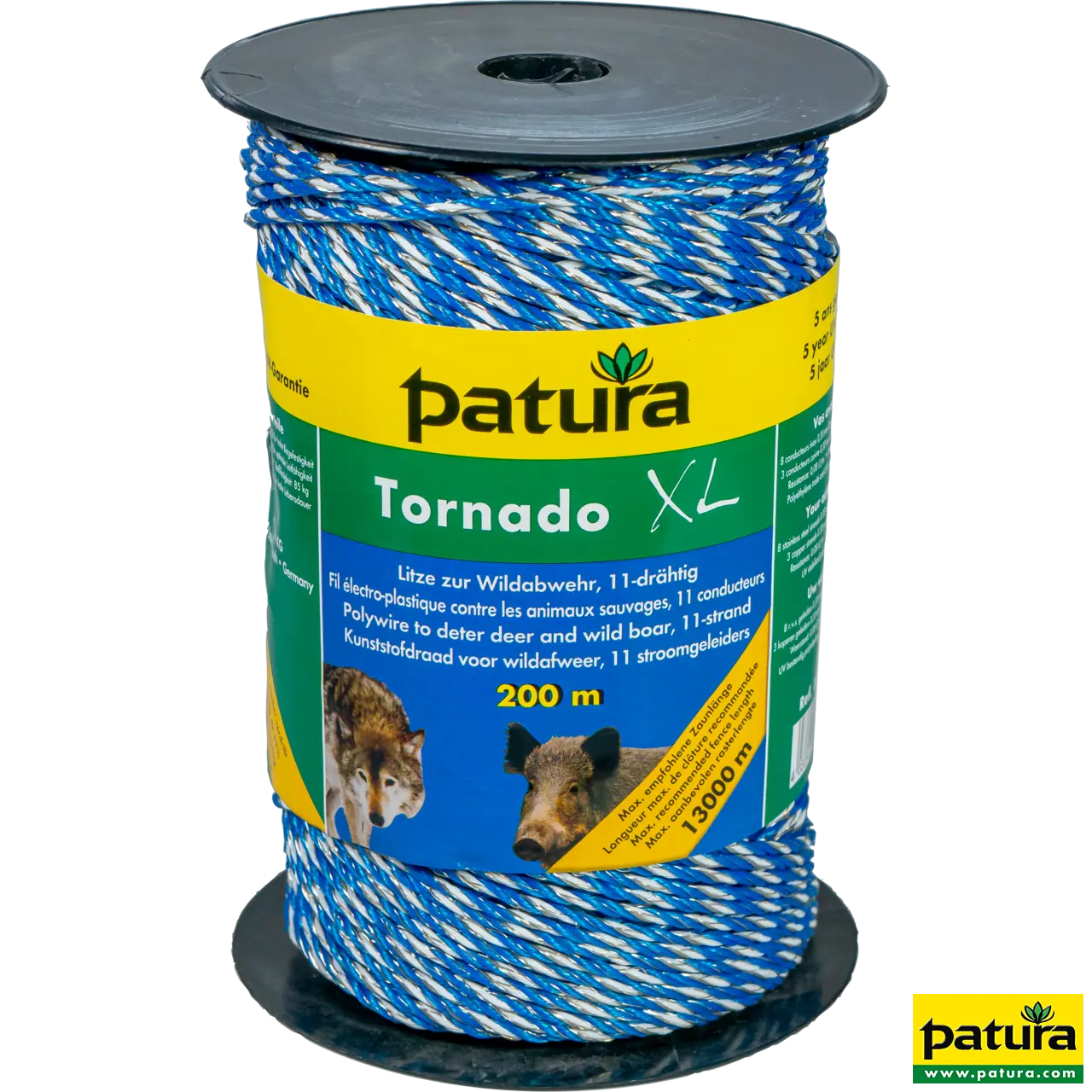 Tornado XL kunststofdraad 200m rol blauw/wit