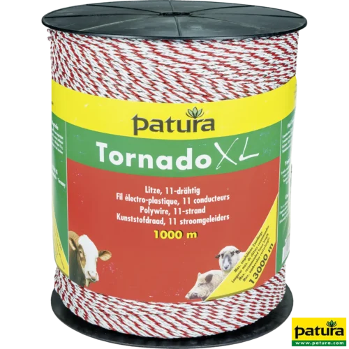 Tornado XL kunststofdraad wit/rood 1000m