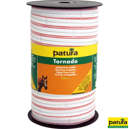 Tornado lint 20mm wit/oranje 200m rol