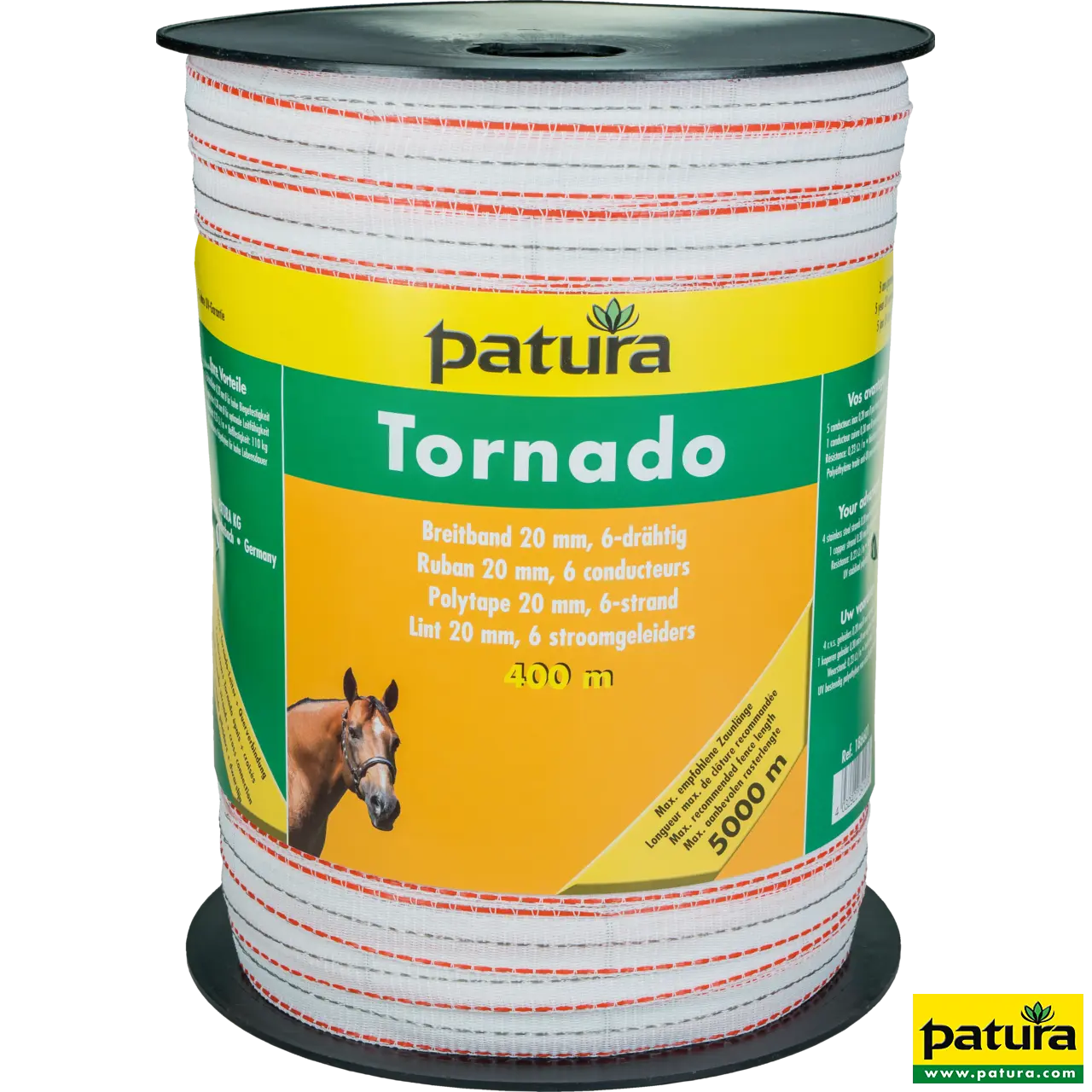 Tornado lint 20mm wit/oranje 400m rol