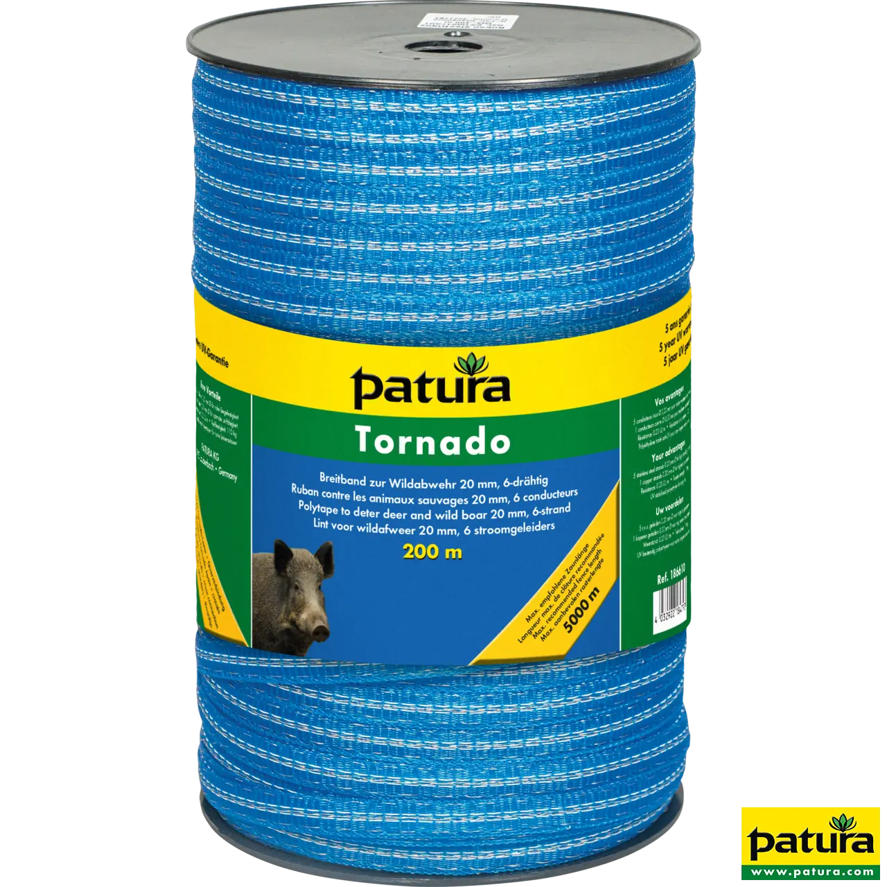 Tornado Breitband 20 mm, 200 m Rolle 5 Niro 0,20 mm, 1 CU 0,30 mm, blau