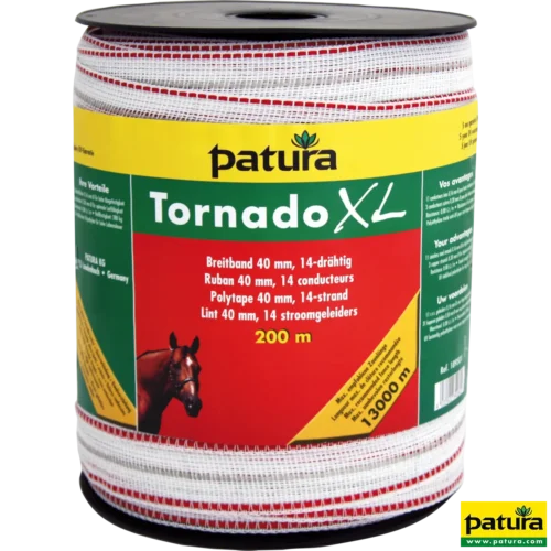 Tornado XL lint 40mm wit/rood, 200m rol