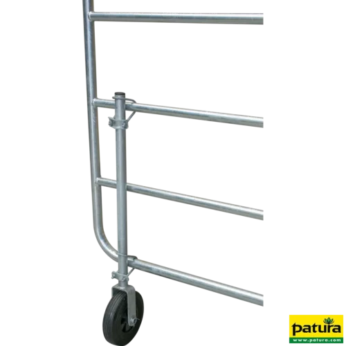 Steunwiel voor weidepoorten vast