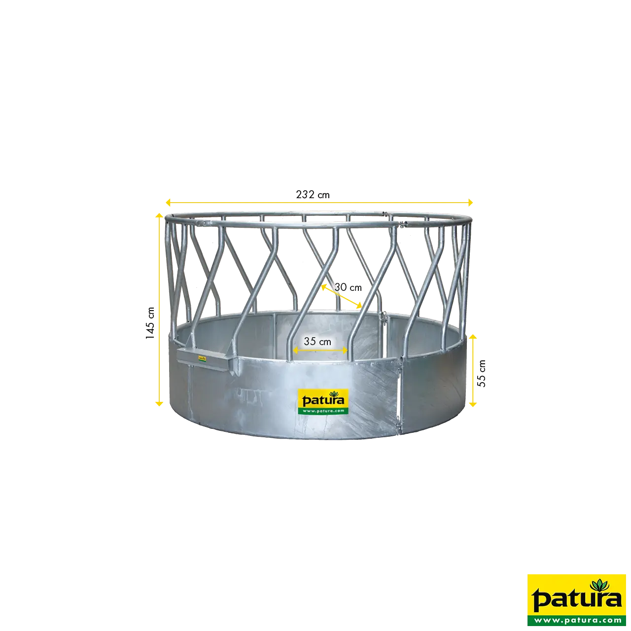 Ronde ruif met diagonaal voerhek 3-delig, d= 2,10m, 18 Voerplaatsen - Afbeelding 2