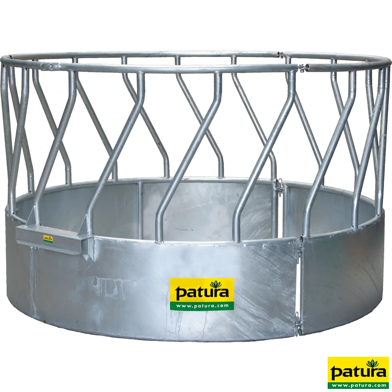 Ronde ruif met diagonaal voerhek 3-delig, d= 2,10m, 18 Voerplaatsen