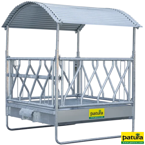 Vierkante ruif, diagonaal voerhek 12 pl. en dak 2,00 x 2,05 m