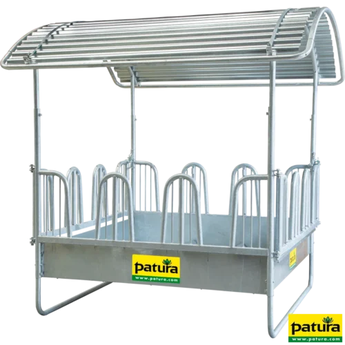 Compact-Viereckraufe 12 Fressplätze mit Sicherheits-Palisadenfressgittern